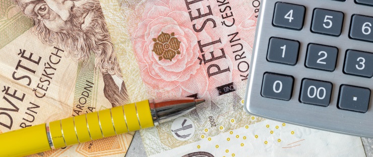 Banner bankovky a kalkulačka