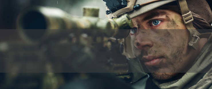 Banner - voják s puškou